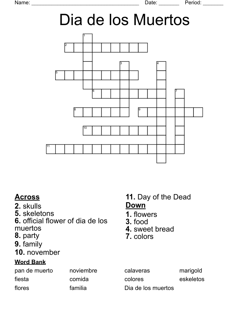 Dia de los Muertos Crossword