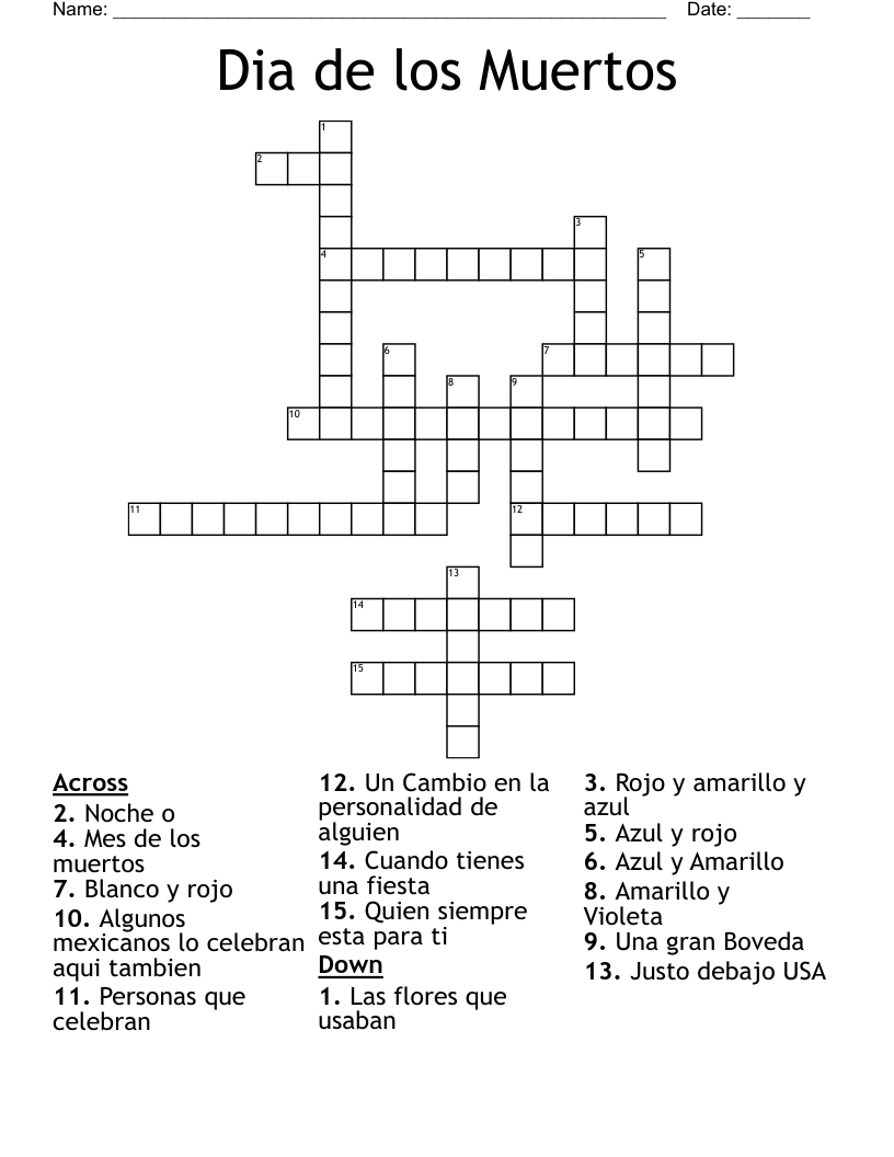 Dia de los Muertos Crossword