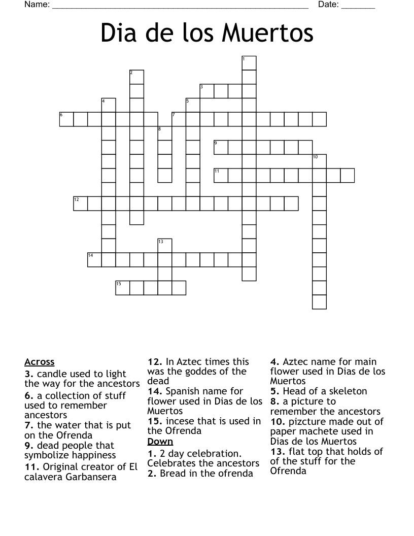 Dia de los Muertos Crossword