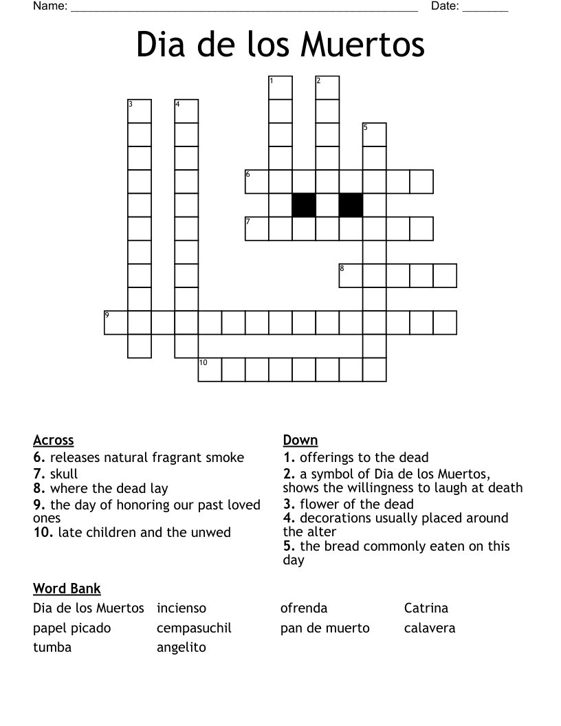 Dia de los Muertos Crossword