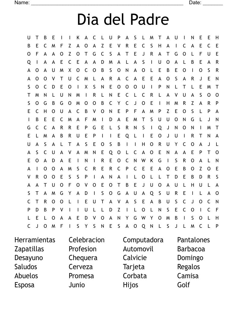 Dia del Padre Word Search