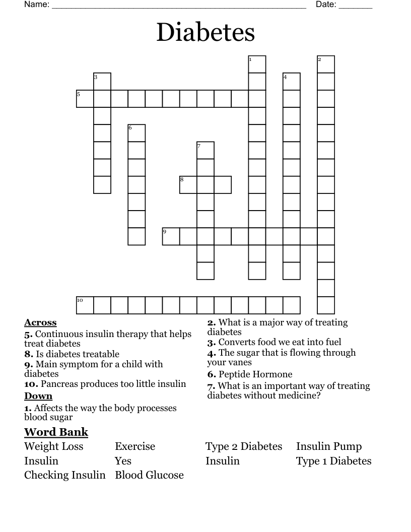 Diabetes Crossword