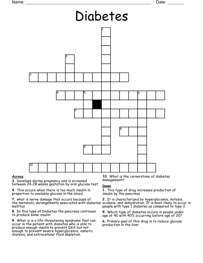 Diabetes Crossword