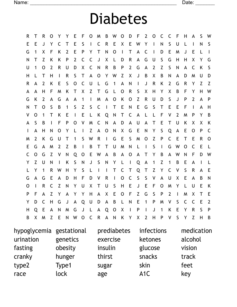 Diabetes Word Search