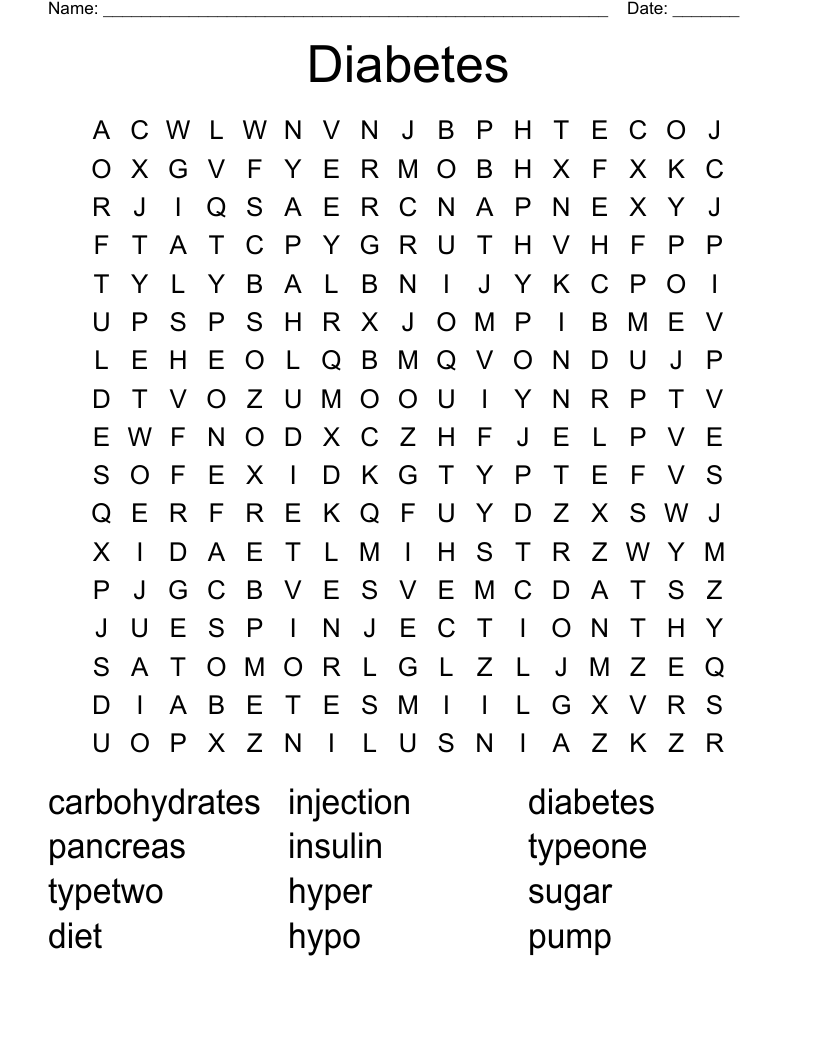 Diabetes Word Search