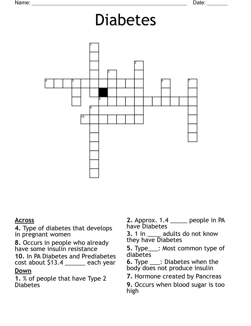 Diabetes Crossword