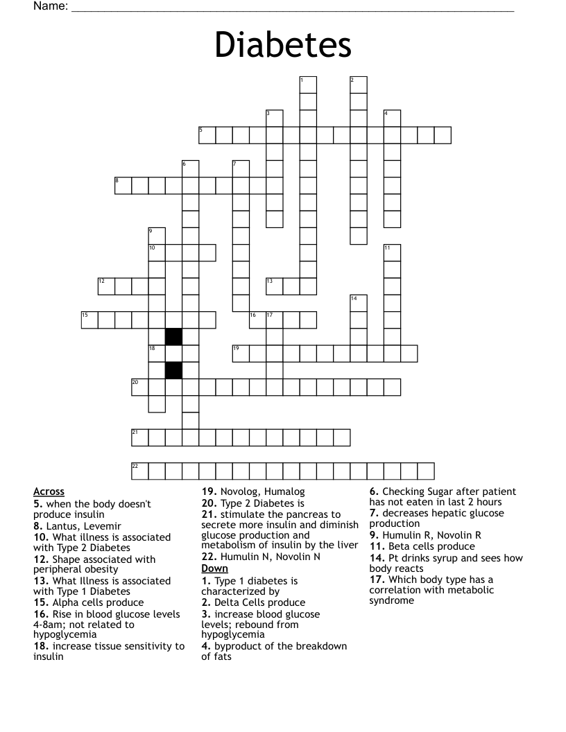 Diabetes Crossword