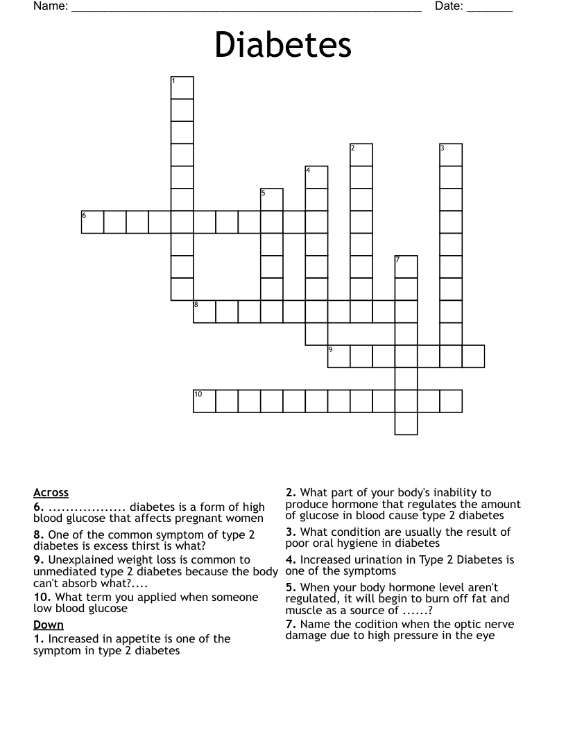 Diabetes Crossword