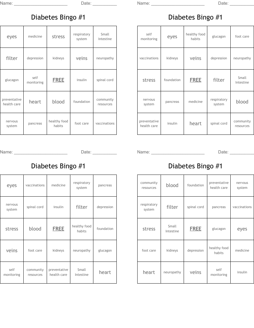 Diabetes Bingo #1
