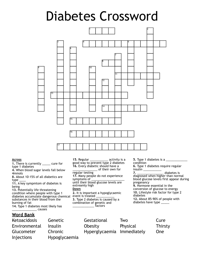 Diabetes Crossword