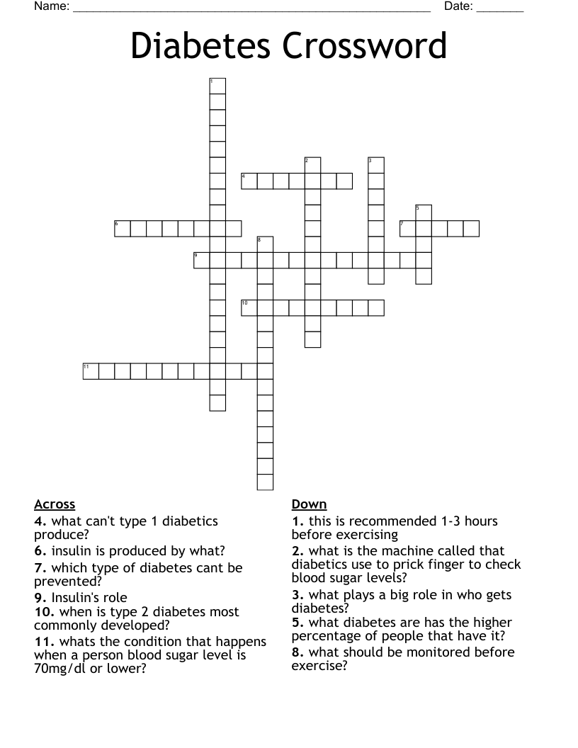 Diabetes Crossword