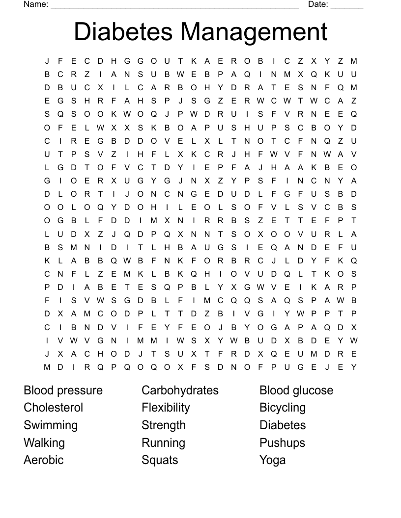 Diabetes Management Word Search