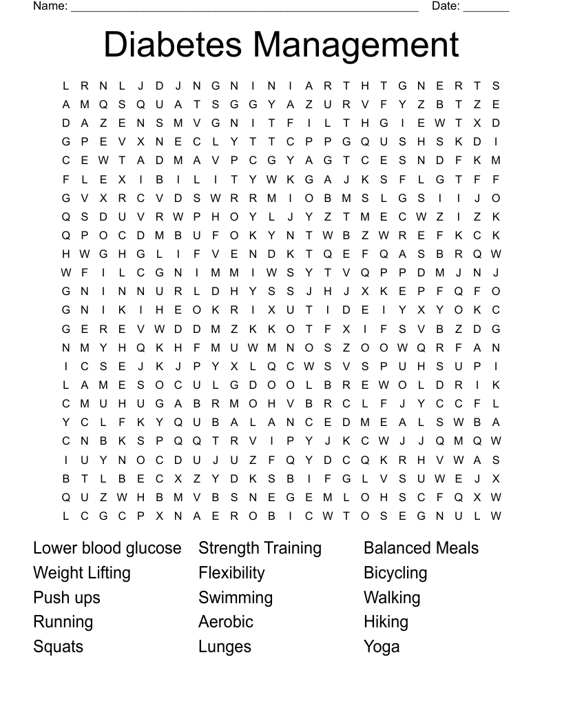 Diabetes Management Word Search