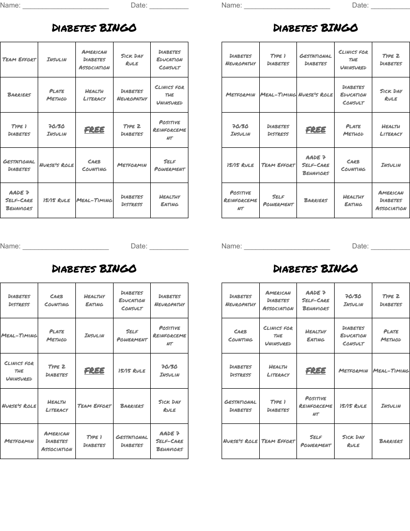 Diabetes  BINGO