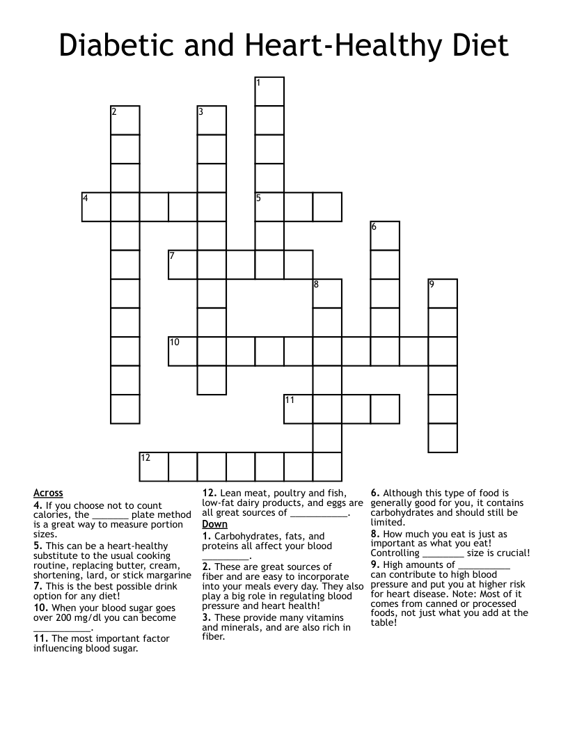 Diabetic and Heart-Healthy Diet Crossword