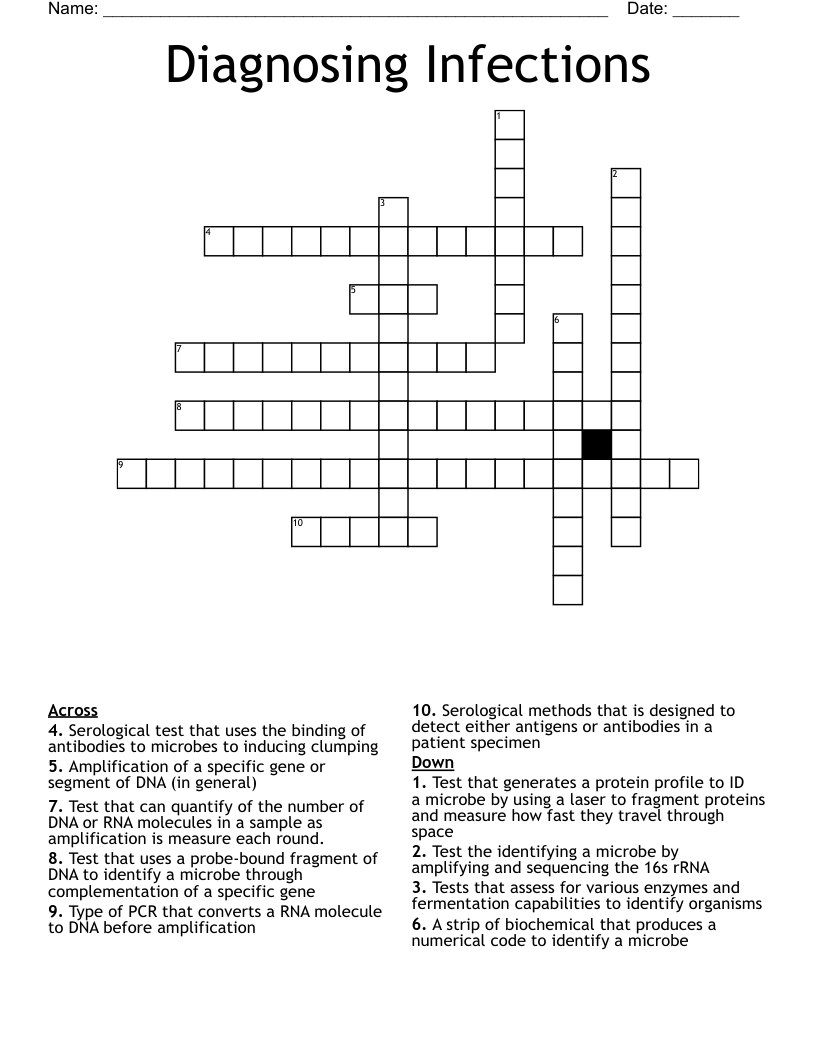 Diagnosing Infections  Crossword