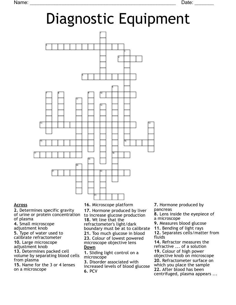 Diagnostic Equipment Crossword