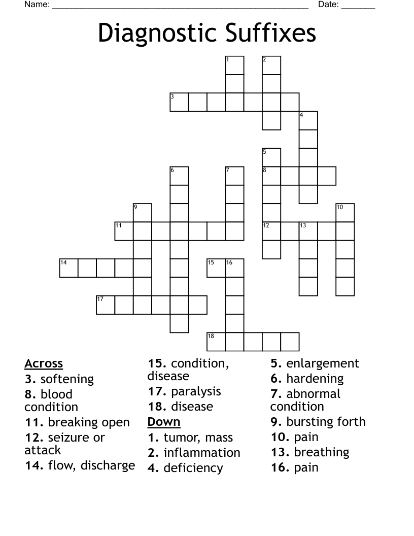 Diagnostic Suffixes Crossword