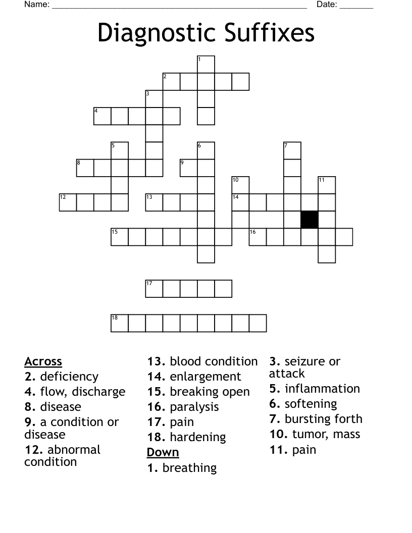 Diagnostic Suffixes Crossword