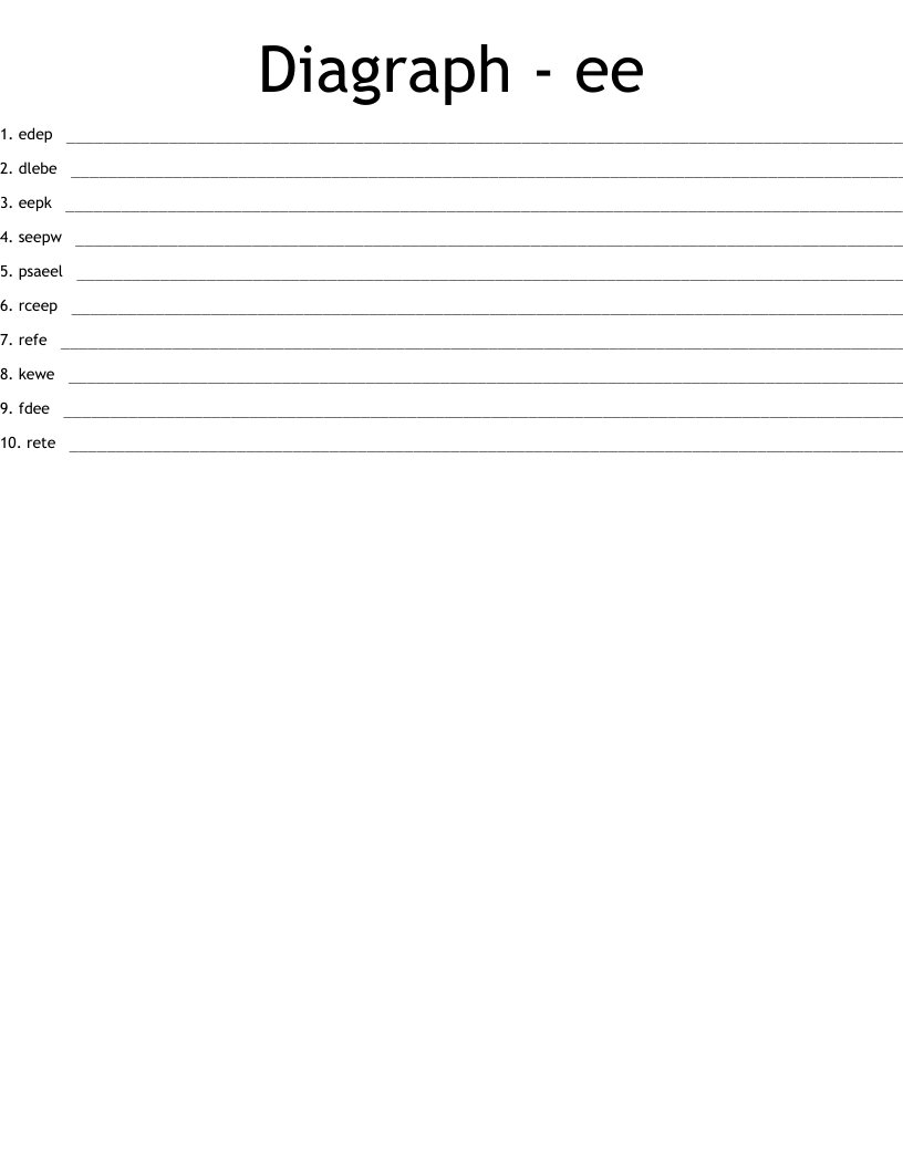 Diagraph - ee Word Scramble