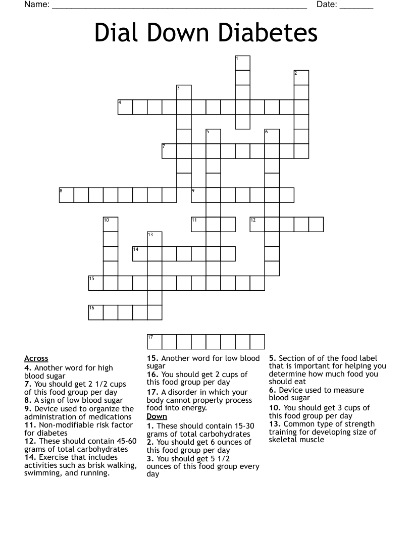 Dial Down Diabetes  Crossword