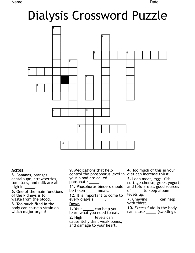 Dialysis Crossword Puzzle