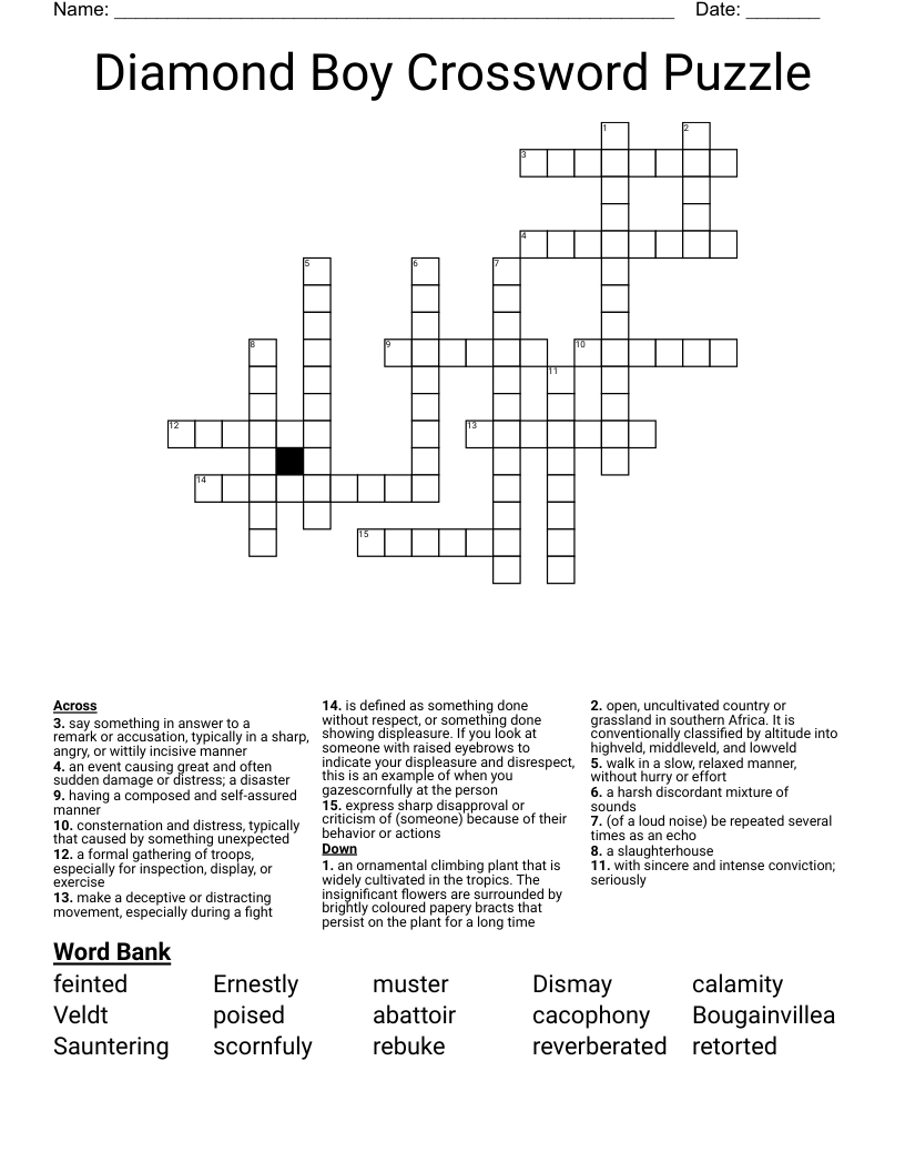 Diamond Boy Crossword Puzzle