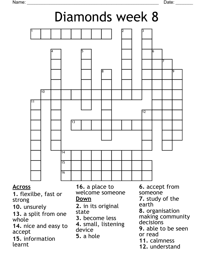 Diamonds week 8  Crossword
