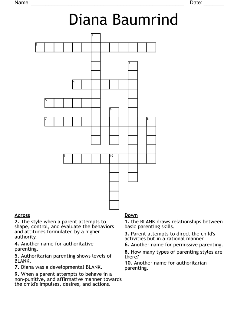 Diana Baumrind Crossword