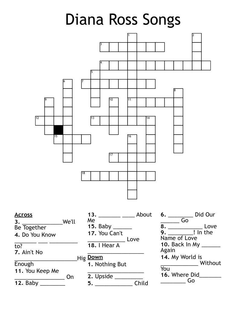 Diana Ross Songs Crossword
