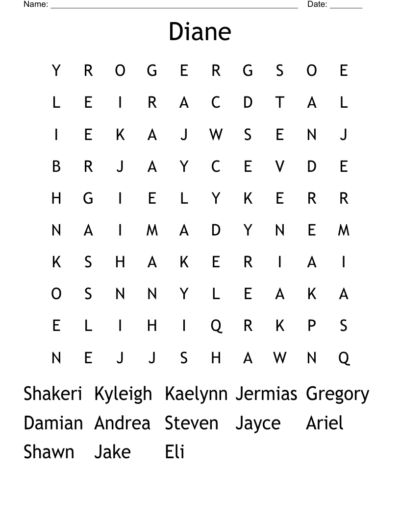 Diane Word Search