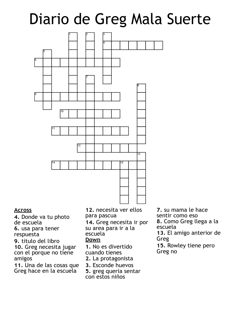 Diario de Greg Mala Suerte Crossword