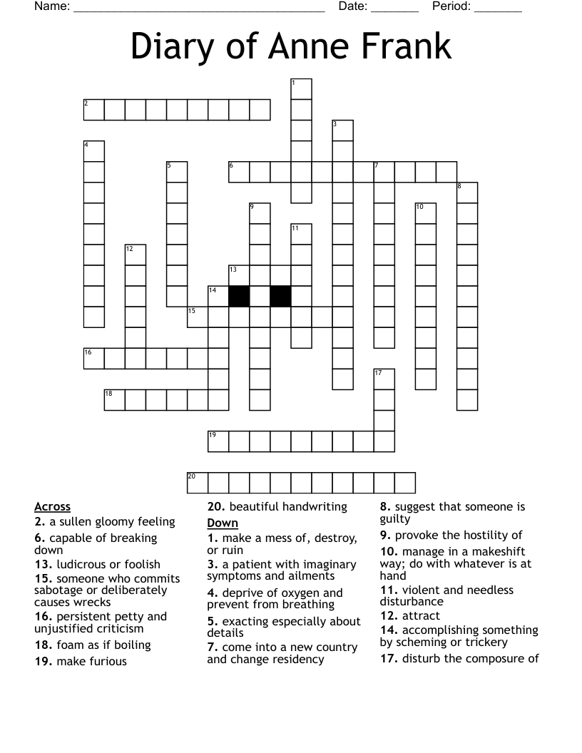 Diary of Anne Frank Crossword