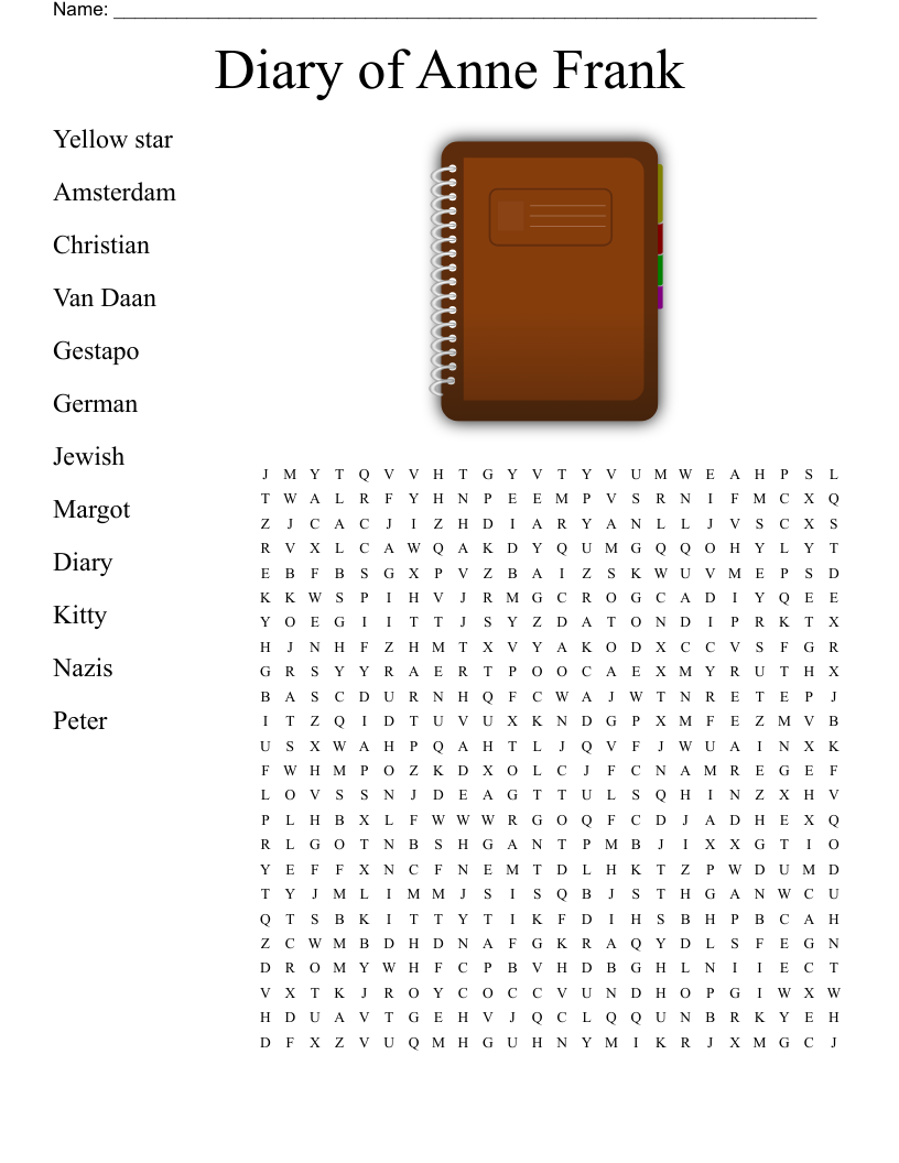 Diary of Anne Frank Word Search