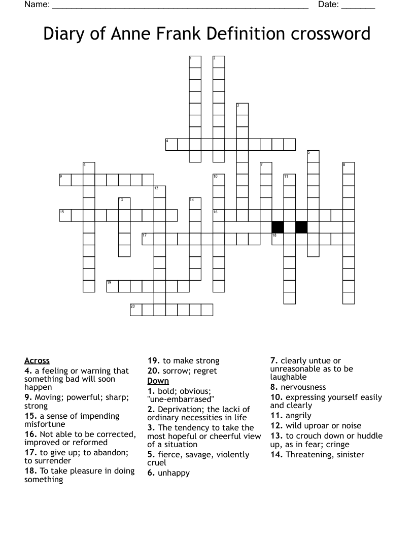 Diary of Anne Frank Definition crossword