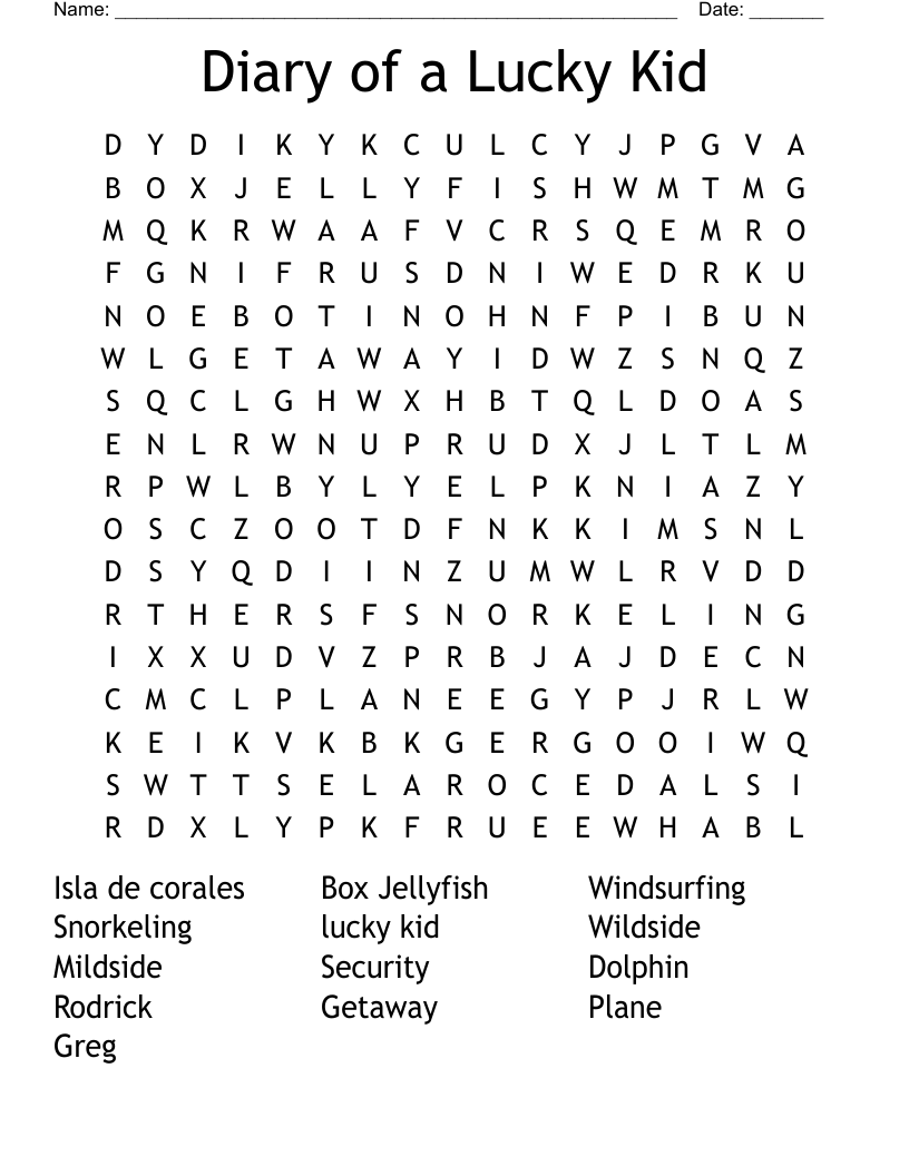 Diary of a Lucky Kid Word Search