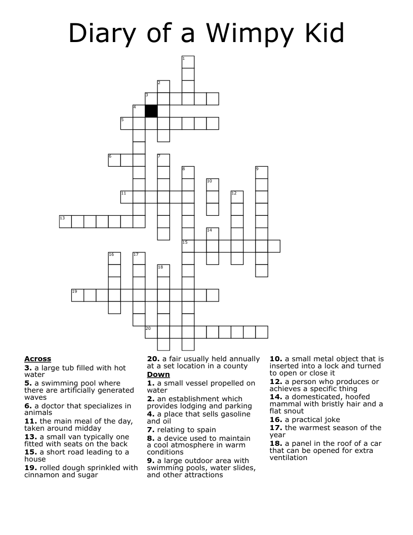 Diary of a Wimpy Kid Crossword