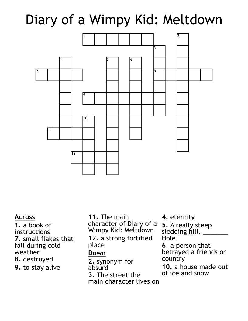 Diary of a Wimpy Kid: Meltdown Crossword