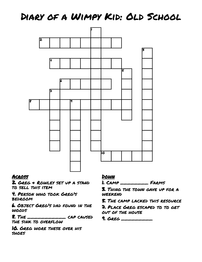 Diary of a Wimpy Kid: Old School Crossword