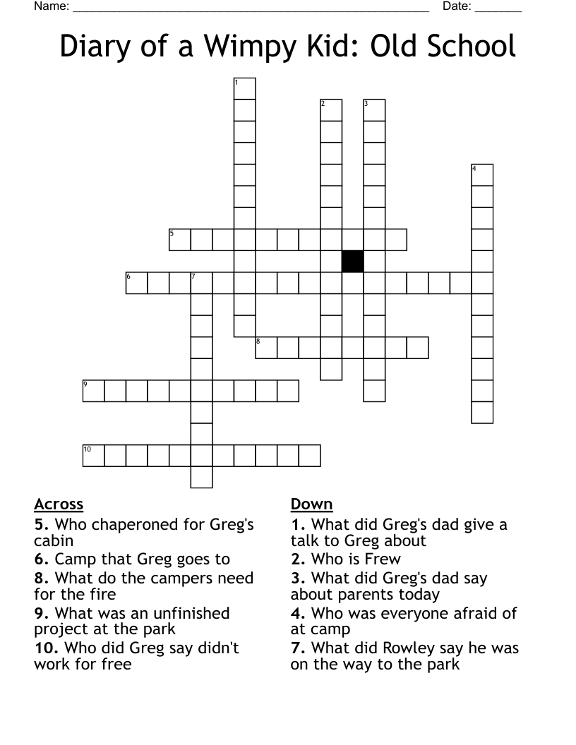 Diary of a Wimpy Kid: Old School Crossword
