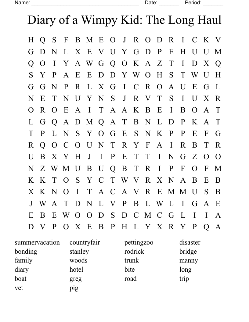 Diary of a Wimpy Kid: The Long Haul  Word Search