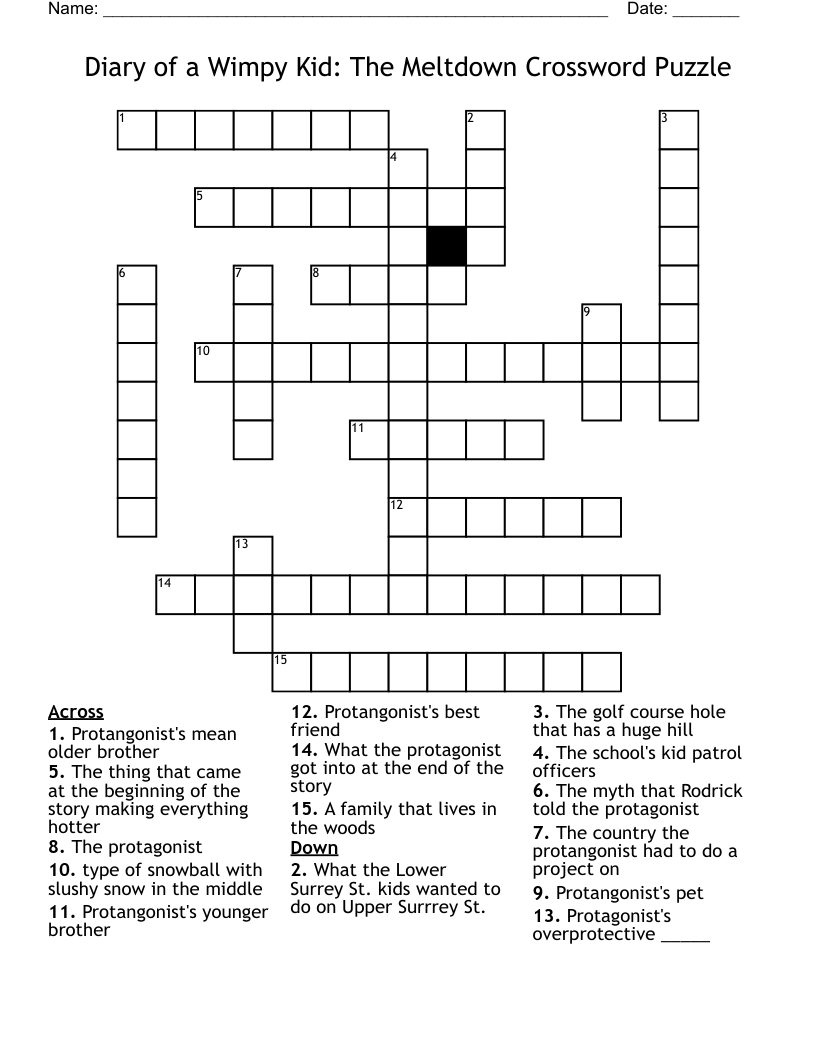 Diary of a Wimpy Kid: The Meltdown Crossword Puzzle