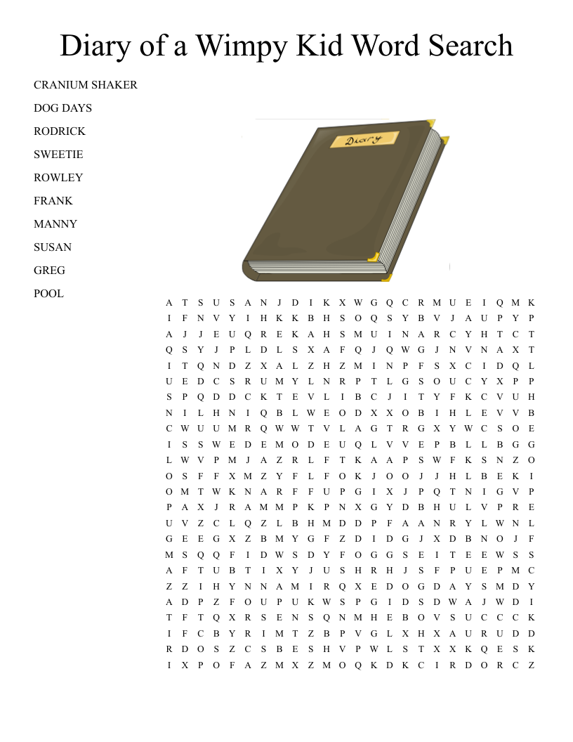 Diary of a Wimpy Kid Word Search