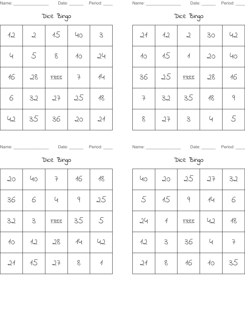 Dice Bingo