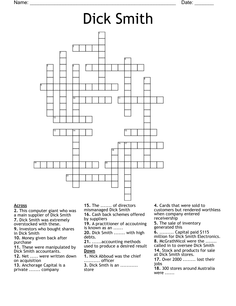 Dick Smith Crossword