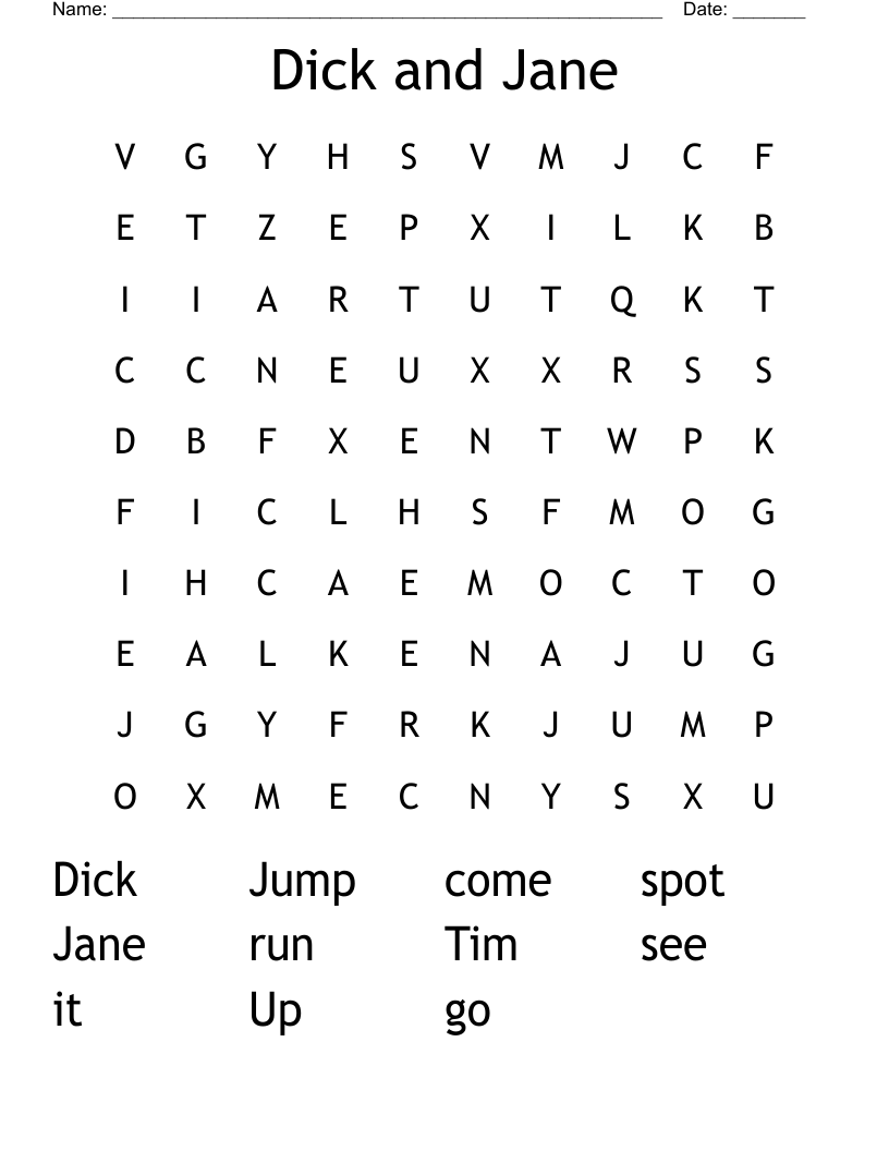 Dick and Jane Word Search