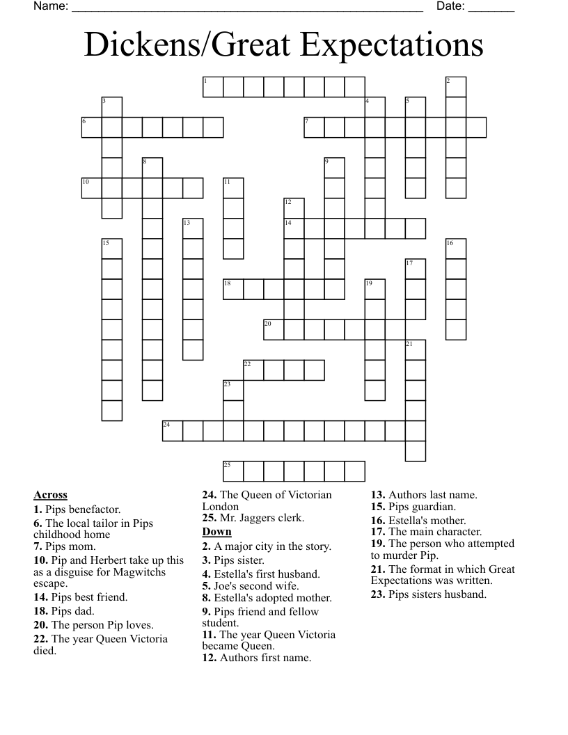 Dickens/Great Expectations Crossword