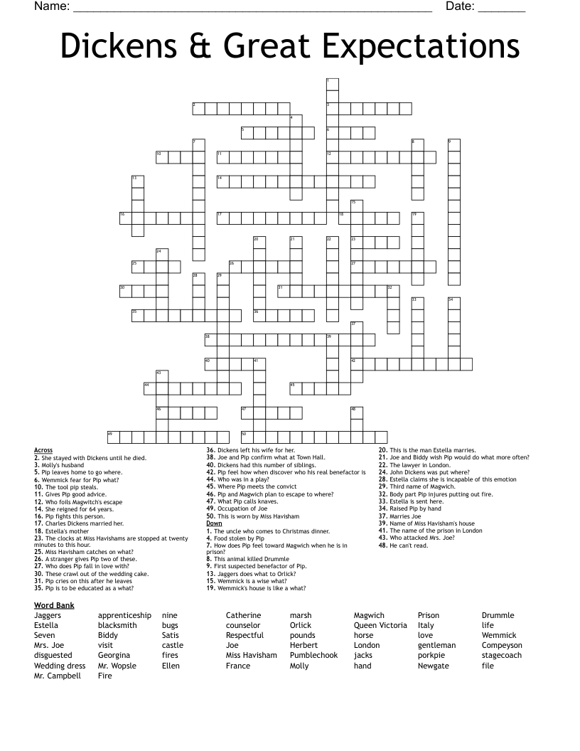 Dickens & Great Expectations Crossword