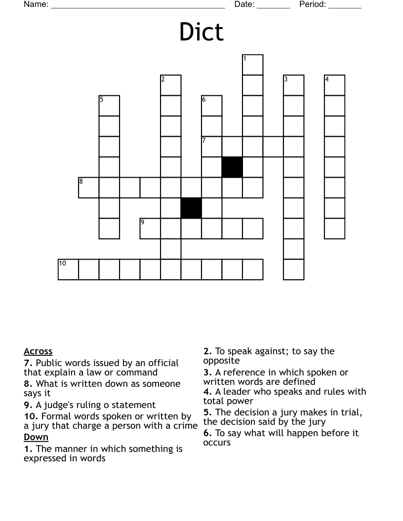 Dict Crossword