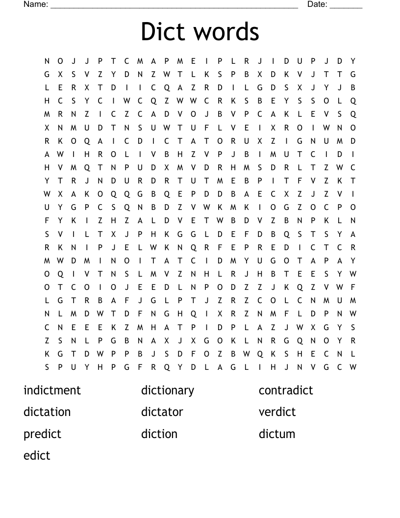 Dict words Word Search